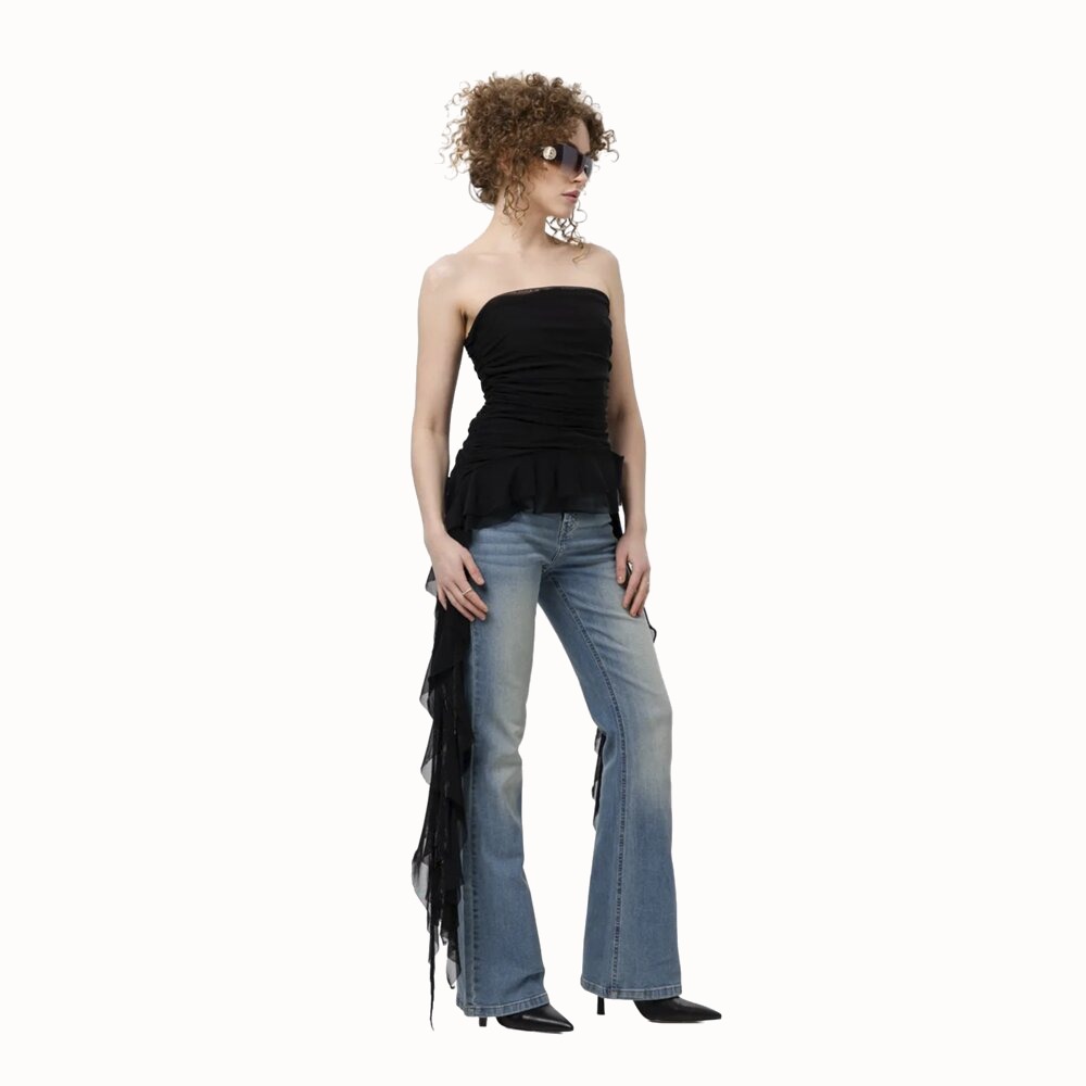 Flared women's jeans Light Blue — фото 2